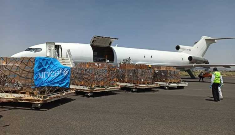UNICEF cargo plane carrying medical supplies arrives in Sanaa airport