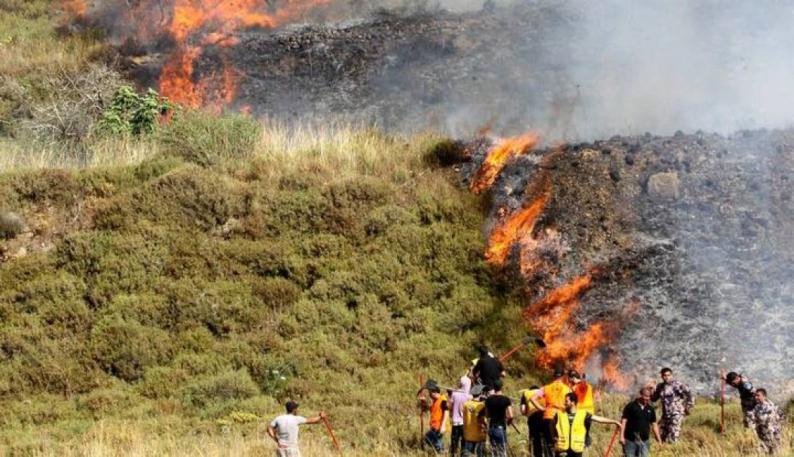  مستوطنون يحرقون أراضي زراعية فلسطينية واسعة جنوب نابلس