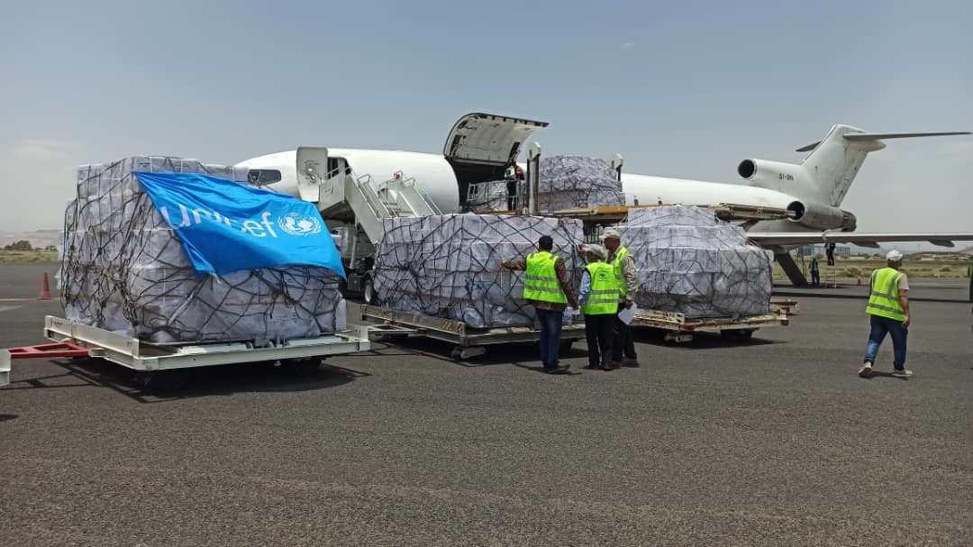 UNICEF cargo plane arrives at Sana'a Airport