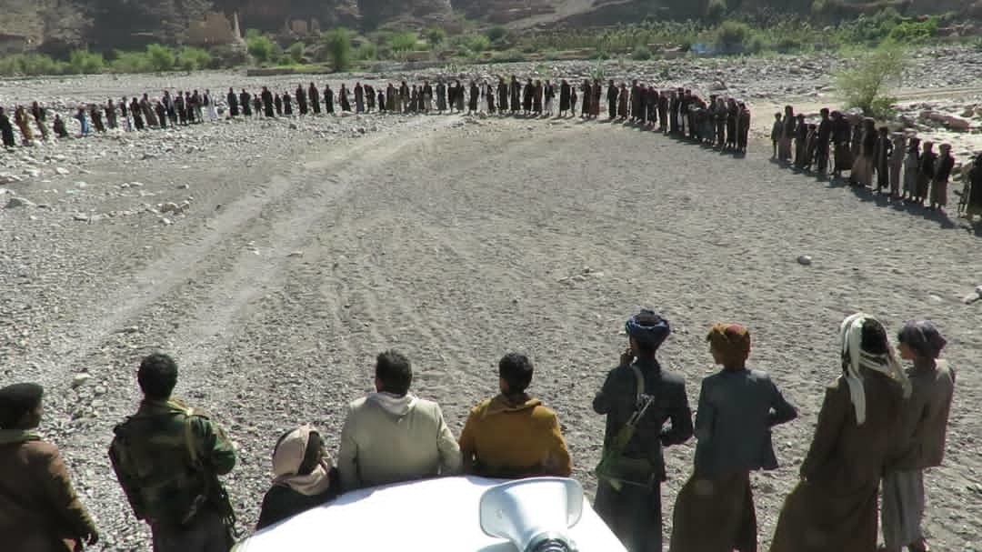 Ein Stammes-Proteststand für die Menschen des Bezirks Harib Al Qaramish in Marib