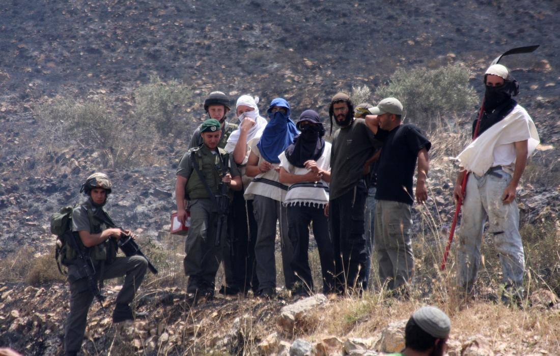 Bandadas de colonos sionistas  levantando tiendas de campaña​ en tierras palestinas en Salfit