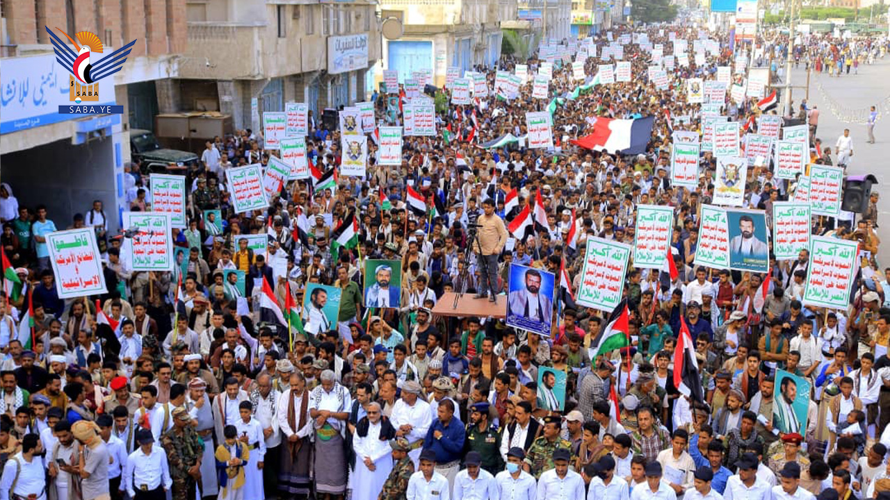 مسيرات كبرى بالحديدة للتأكيد على الصمود والثبات في نصرة الشعب الفلسطيني
