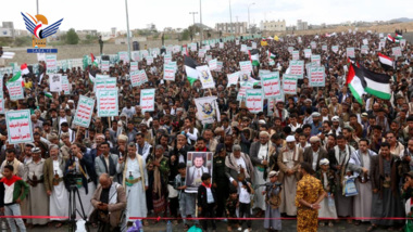 Five massive marches in Taiz under slogan “Our battle continues until Gaza wins”