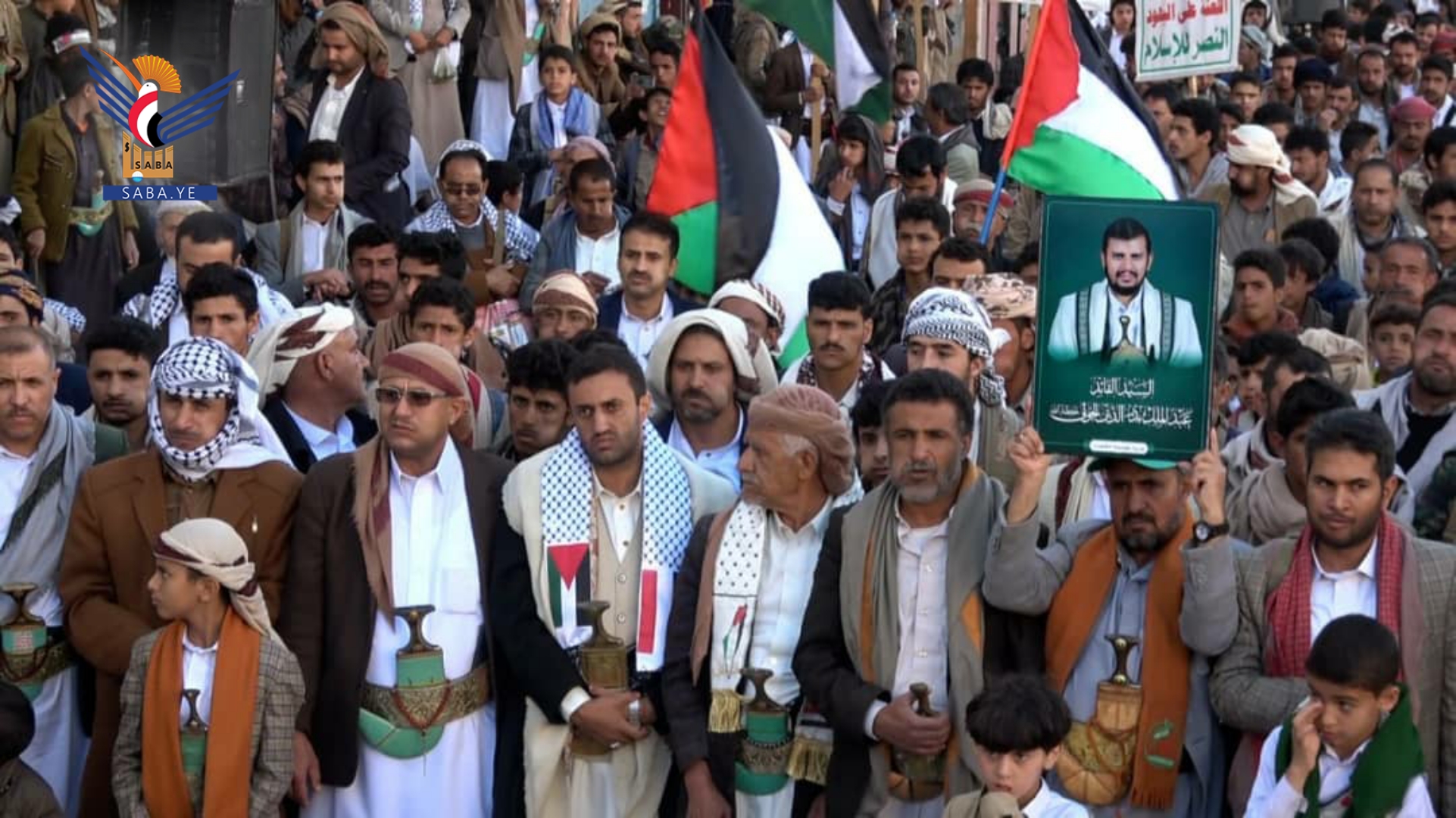 مسيرة حاشدة في مدينة عمران دعما للشعب والمقاومة الفلسطينية