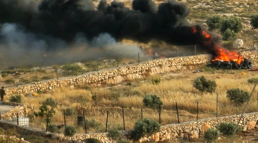 Settlers storm Bedouin community in Jericho,set fire to agricultural land in Mughayir 