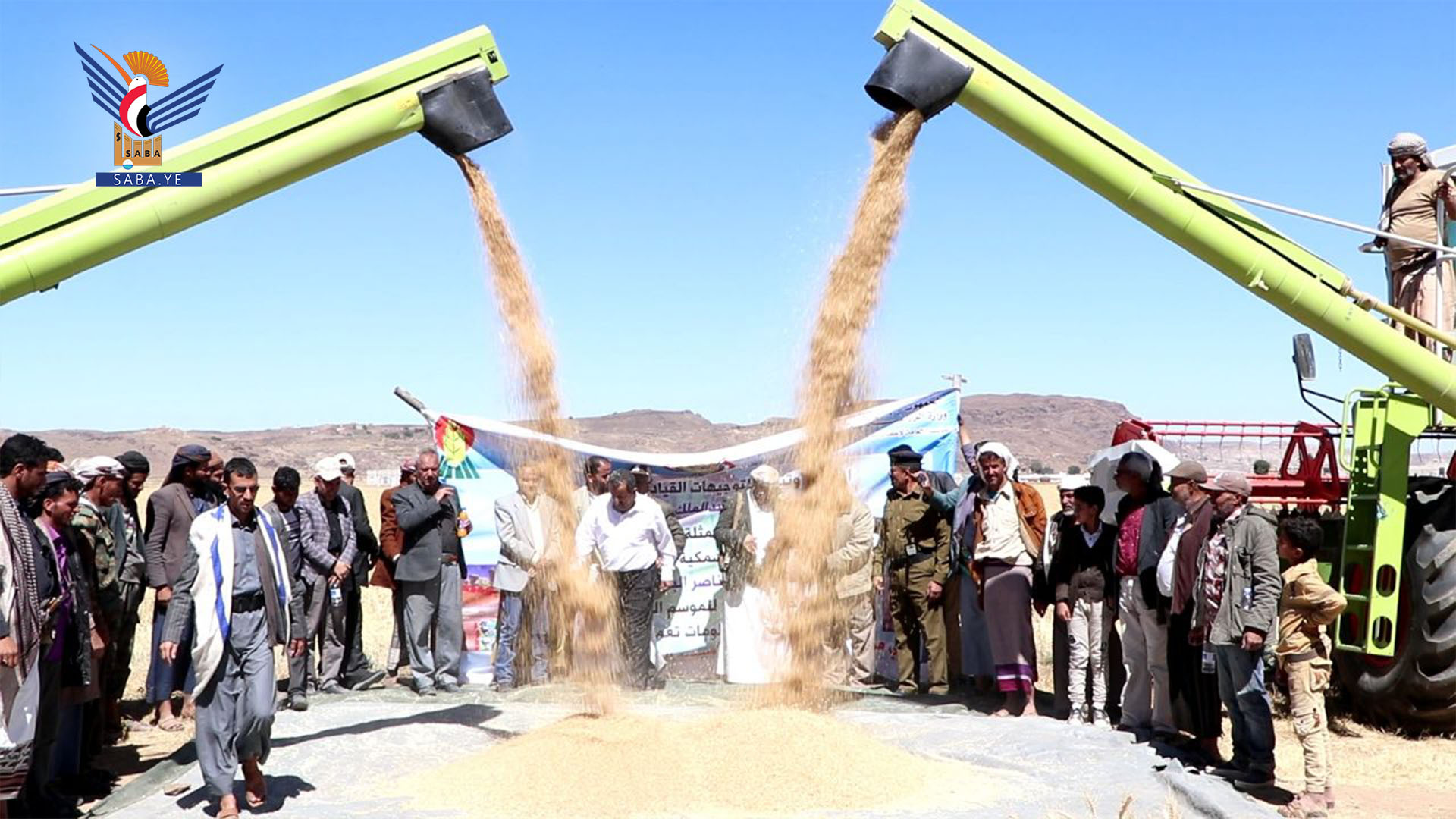 Die Einweihung der Weizenernte auf der Farm Qaa Shara'a in Dhamar