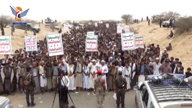 Marib hosts nine mass marches in solidarity with Gaza, condemns recent assassinations