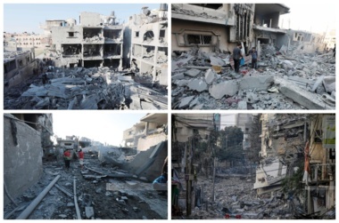 Märtyrer und Verwundete infolge der Bombardierung verschiedener Gebiete des Gazastreifens durch den zionistischen Feind