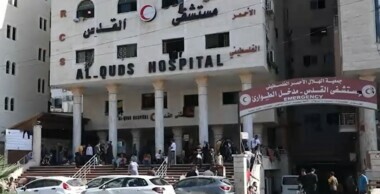 Intense Zionist-American bombs al-Quds Hospital courtyard 