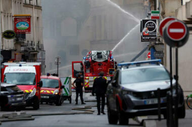 Building partially collapses in gas blast central Paris 