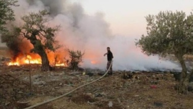 Settlers burn agricultural land east Ramallah