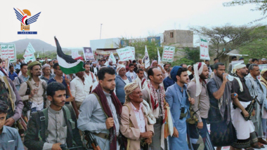 March in Al-Qubaita District , Lahj under  slogan “There is no pride for nation's peoples without victory for Gaza”