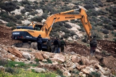 Enemy bulldozes hundreds of dunams and arrests head of village council, and secretary of Fatah.