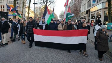 بمشاركة أبناء الجاليتين اليمنية والفلسطينية.. مسيرة داعمة لفلسطين بمدينة هامبورغ الألمانية 