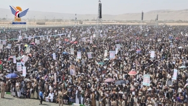 Mass march in Saada under slogan “With pride Gaza, mobilization”