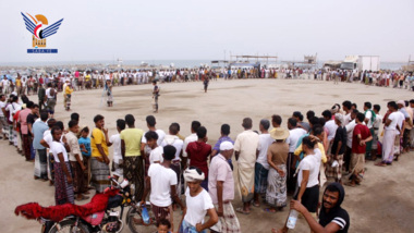 Vigil by Al-Lahiya District fishermen in Hodeida to denounce Israeli aggression