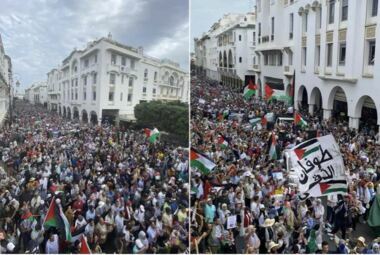 Hundreds of thousands of Moroccans demonstrate in Rabat in support of Gaza