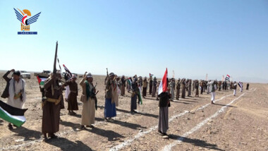 General Mobilization Forces Popular parade in Majzar district held on September 21 Revolution tenth anniversary in Marib
