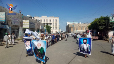 راهپیمایی دانشجویان دوره های تابستانی نمونه در حجه در همبستگی با غزه