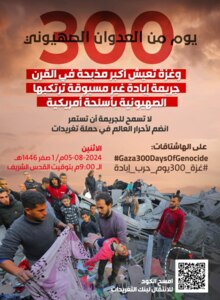 Tweet campaign will kick off tomorrow on Monday 300 days after Zionist aggression on Gaza