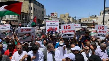 Popular march in central Amman to reject Zionist aggression on Gaza