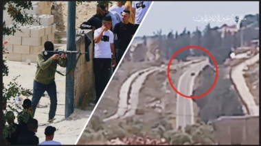 El batallón de Jenin apunta a los vehículos del enemigo sionista en el área de Al-Marah con una fuerte andanada de balas.