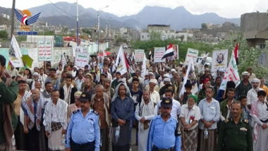 Ein großer Marsch in Lahj unter dem Motto „Loyalität der Anslars des Jemens gegenüber dem freies Gazans“