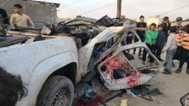 Martyrium von palästinensische Polizisten in Rafah bei der Beschaffung von Hilfsgütern