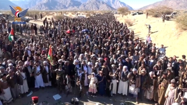 Rassemblement massif des habitants de Marib sur 15 places lors des marches « Avec Gaza... fermeté et victoire »