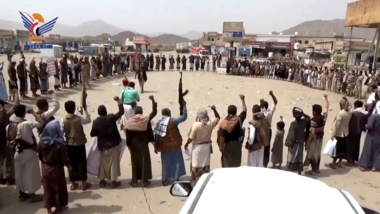 Protest in Marib denouncing Israeli aggression on Hodeida