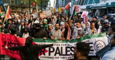 مظاهرة في شيكاغو احتجاجا على تزويد الكيان الصهيوني بالأسلحة