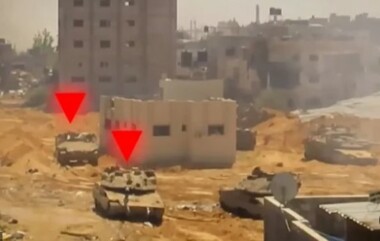 Izz ad-Din al-Qassam Brigades announced on Saturday that it had targeted three Merkava tanks of the Zionist enemy east of Jabalia, north of the Gaza Strip.