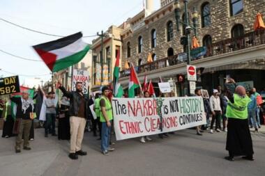 مظاهرة حاشدة لإحياء ذكرى النكبة الفلسطينية في مقاطعة بألبرتا الكندية