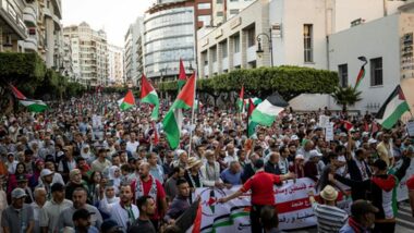 Thousands of Moroccans demonstrate in solidarity with Palestine after Friday prayers