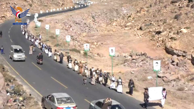 مسير ومناورة لخريجي دورات التعبئة من منتسبي القضاء في الرجم بالمحويت