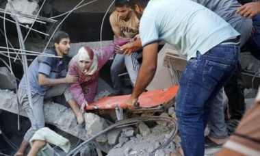 Child killed, citizens injured due to Zionist aircrafts bombing at roof of Al-Shifa hospital in Gaza