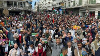 Thousands of Moroccans march in Tangier in solidarity with Gaza 