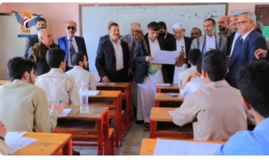رئیس‌جمهور المشاط از دو مرکز آزمون در مدارس الشهدا و المعتصم در صنعا پایتخت بازدید می کند