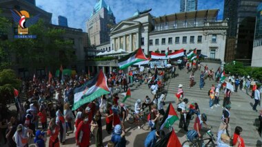 Große Kundgebung in Vancouver, Kanada, in Solidarität mit dem palästinensischen und jemenitischen Volk