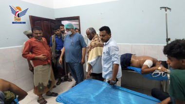 Reviewing injured conditions by Israeli aggression at Al-Thawra Hospital in Hodeida