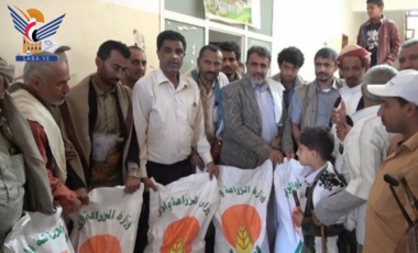 Verteilung von verbessertem Saatgut an Bauern in Al-Bayda