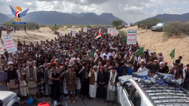 Marib... Diez marchas masivas bajo el lema “Con Gaza y Al-Aqsa... Jihad y firmeza hasta la victoria”