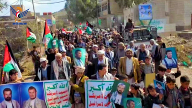 Deux marches dans les districts de Kharif et Al Madan à Amran en soutien de la Palestine