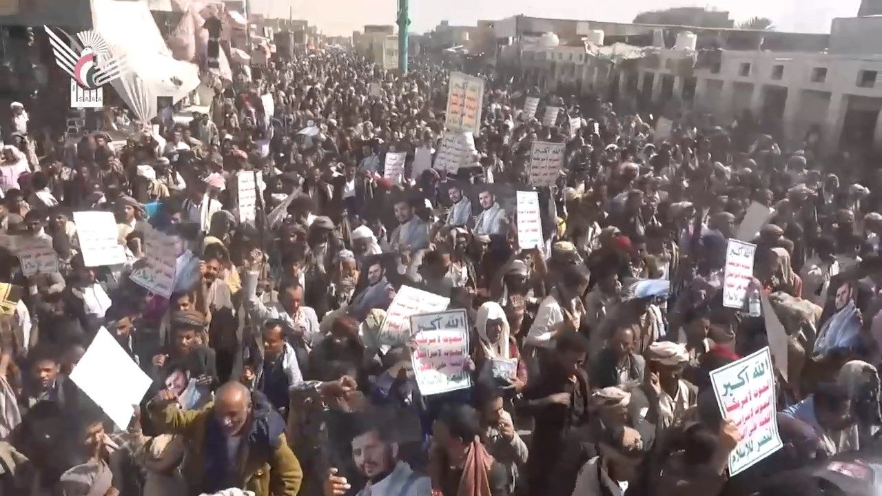 مسيرات حاشدة في الحزم والمتون بالجوف نصرة لغزة حتى النصر