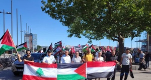 Demonstration in der deutschen Stadt Kiel aus Solidarität mit Gaza, an der sich die jemenitische und palästinensische Gemeinschaft beteiligte
